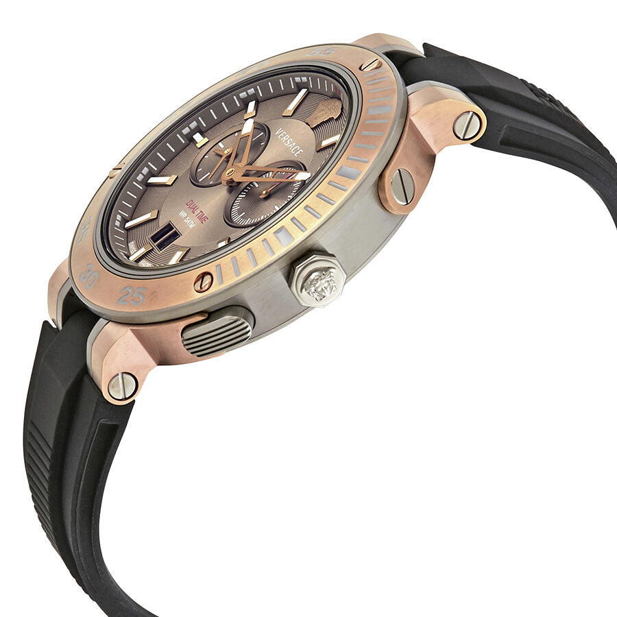 Versace V-Extreme watch angled view showing case profile with rose gold accents