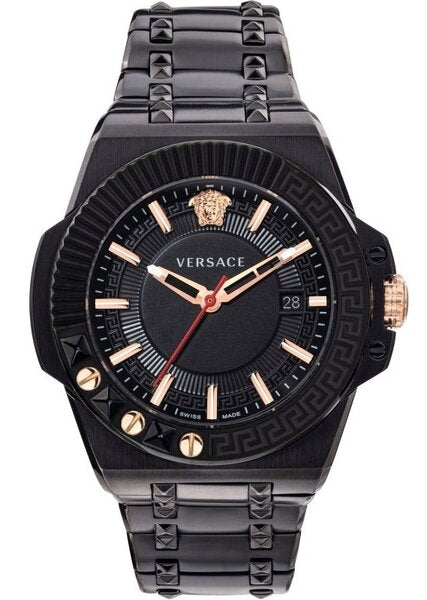 Versace Chain Reaction Quartz Black Dial Men's Watch VEDY00719