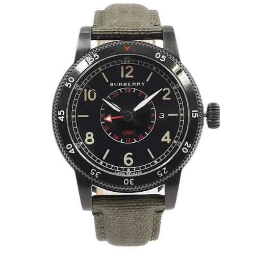 BURBERRY GMT Swiss 100M Waterproof Khaki Utillitarian Men's Watch BU7855