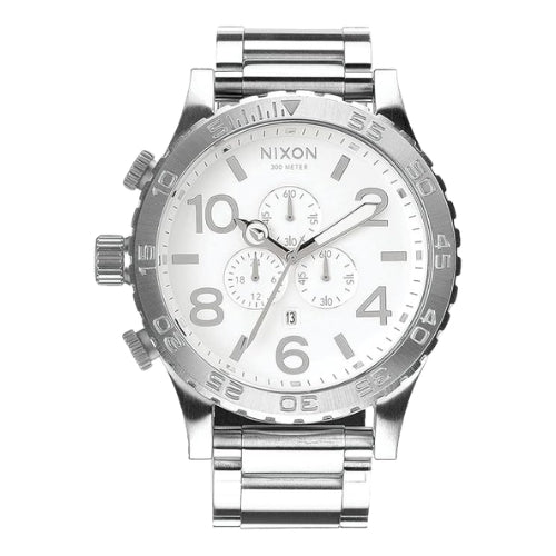 Nixon High Polish White Dial Chronograph 300M Men's Watch - A083-488