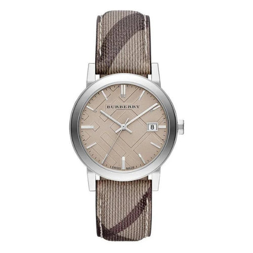 Burberry The City Smoke Check Strap Grey Dial Silver Steel & Fabric Women's Watch Watch BU9118