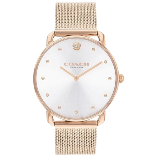 COACH Elliot White Sunray Dial Mesh Rose Gold-Tone Stainless Steel Bracelet Watch - 14504209
