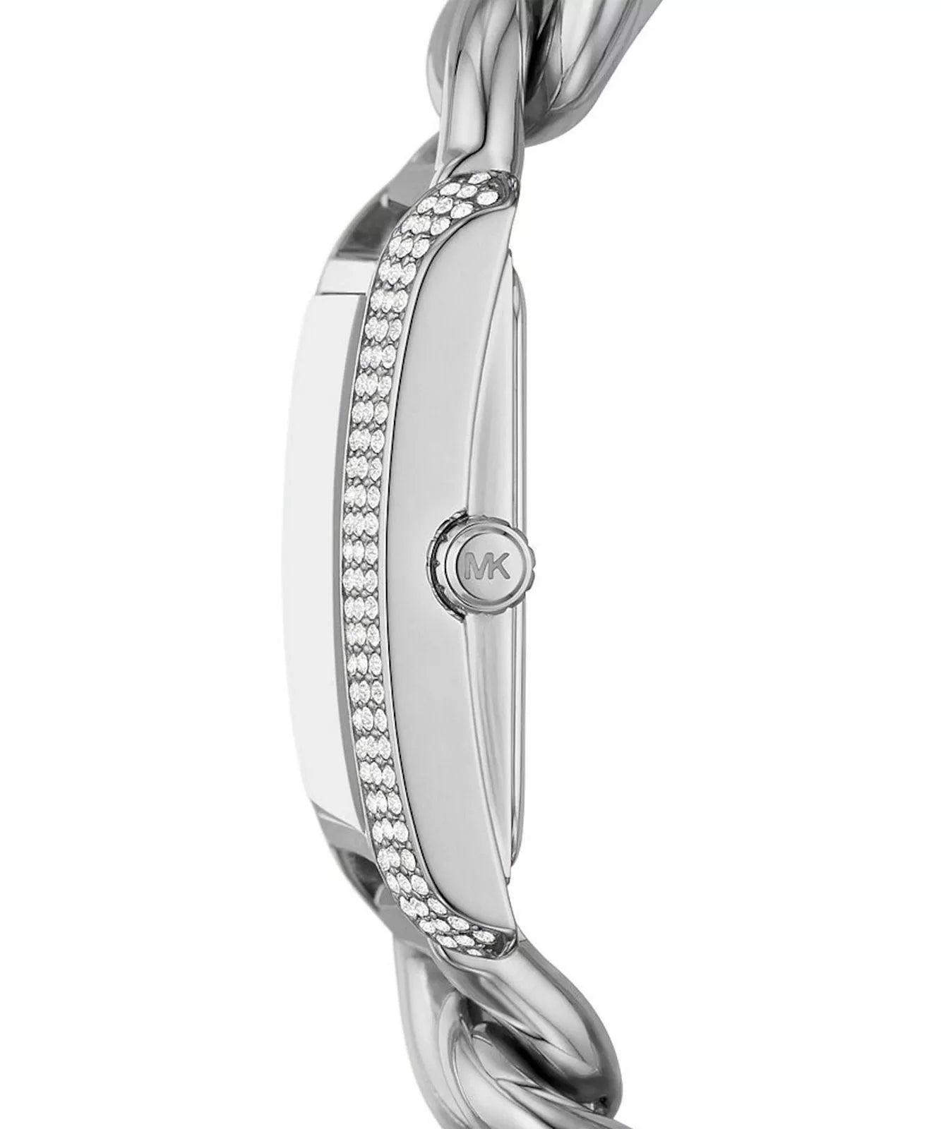 Michael Kors Mini Emery Pavé Rectangular Silver Curb-Link Bracelet Women's Watch - MK7438