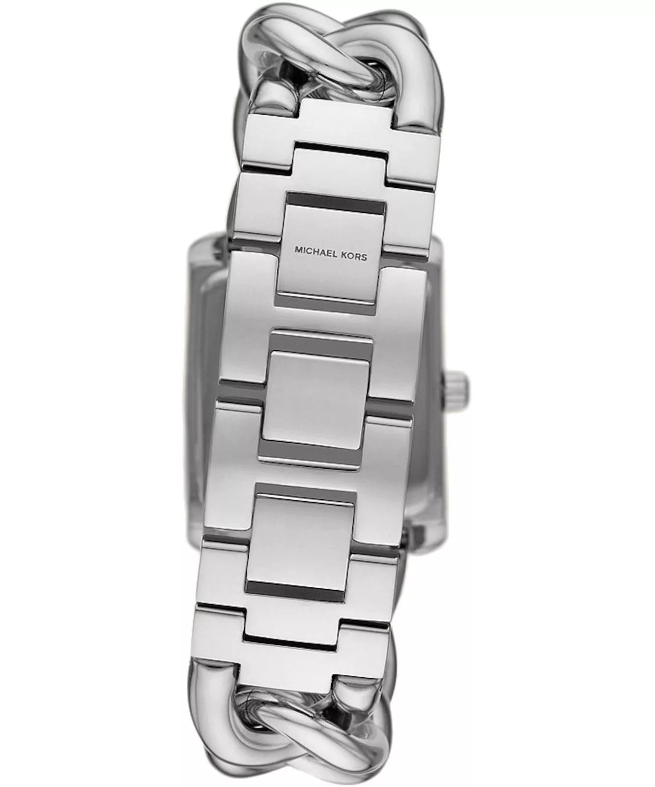 Michael Kors Mini Emery Pavé Rectangular Silver Curb-Link Bracelet Women's Watch - MK7438