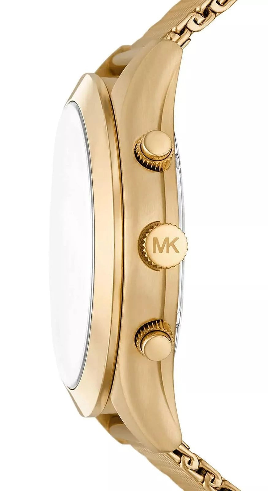 Michael Kors Slim Runway Chronograph Black Dial Gold Mesh Men's Watch - MK9057