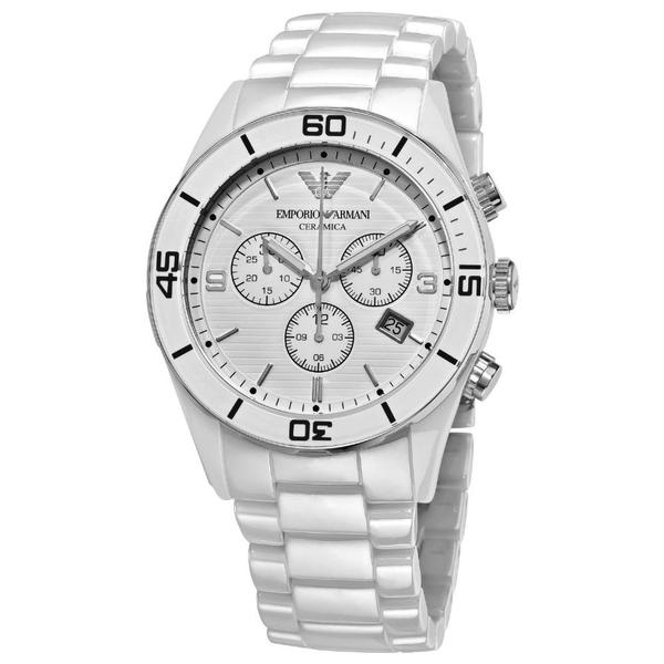 Emporio Armani White Ceramic Chronograph Ladies Watch AR1424 The