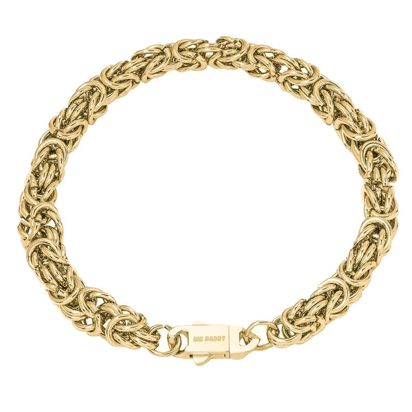 Big Daddy 8MM Byzantine Link Gold Bracelet