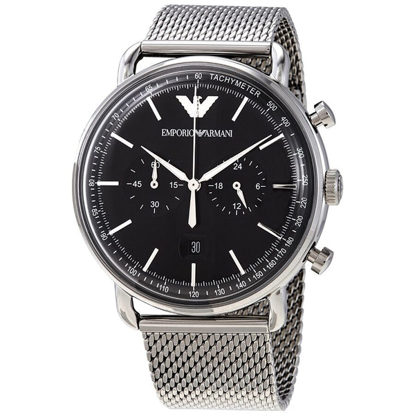 Armani Aviator Chronograph Quartz Black Dial Men's Watch #AR11104 - The Watches Men & CO