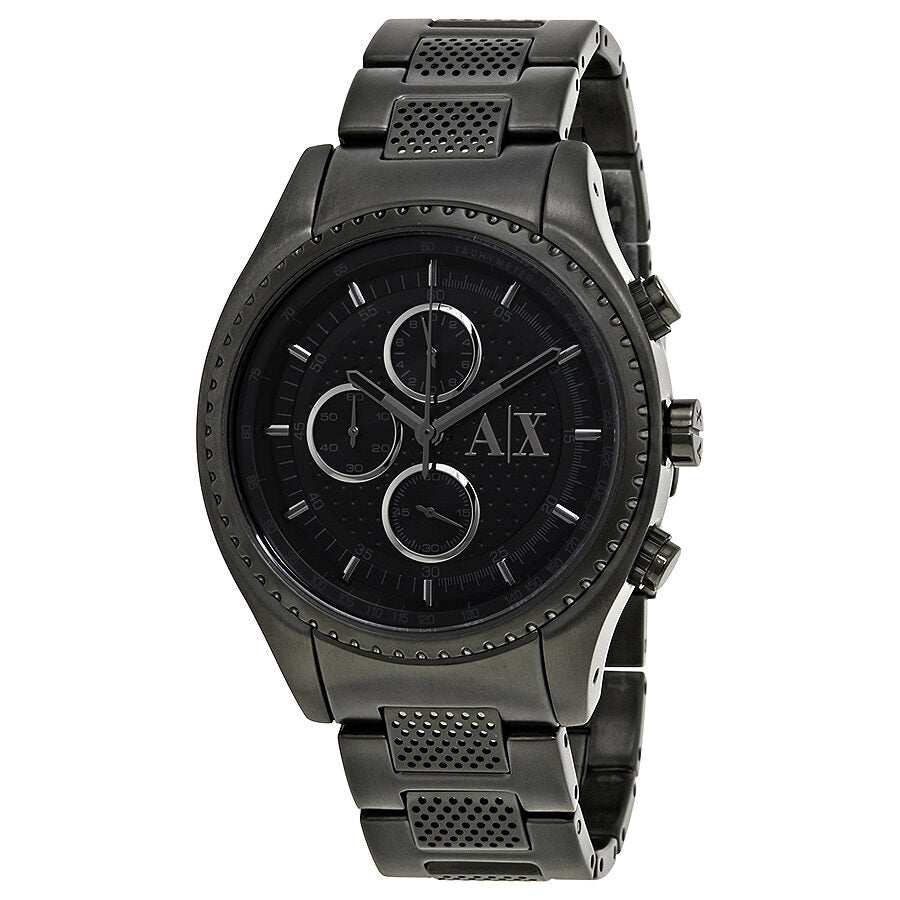 Armani Exchange Chronograph Black Dial Black Ion plated Men s