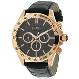 Hugo Boss Ikon Rose Gold Black Leather Mens Watch HB1513179 - The Watches Men & CO #3