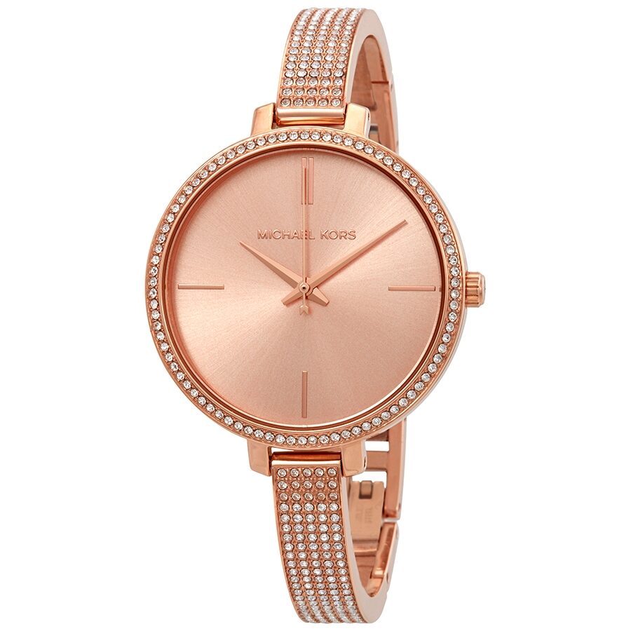 Michael Kors Jaryn Crystal rose gold ladies watch with round dial and crystal-set bezel