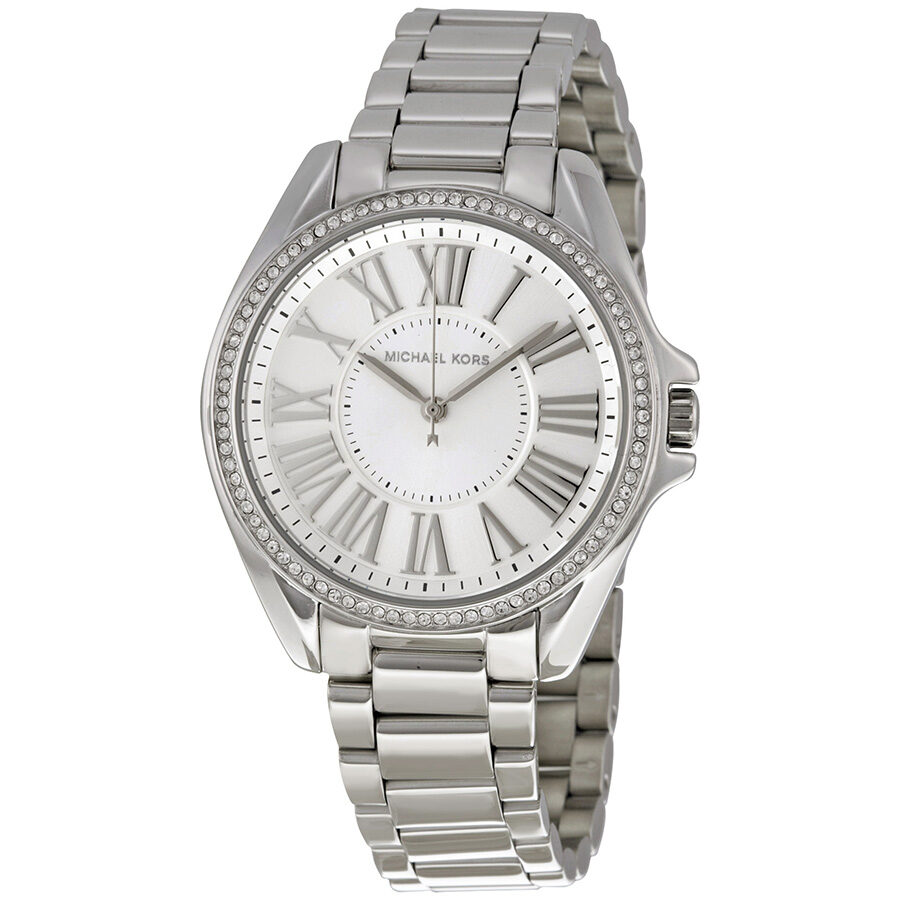 Michael Kors Kacie MK6183 silver dial stainless steel ladies watch front view