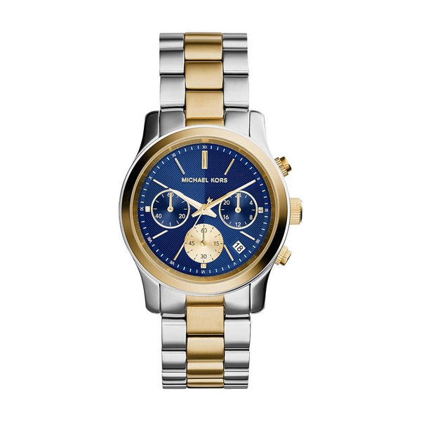 Michael Kors Runway Chronograph Blue Dial Two-Tone Ladies Watch  MK6165 - The Watches Men & CO