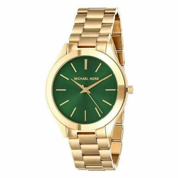 Michael Kors Slim Runway Green ️dial Gold Tone Ladies Watch#MK3435 - The Watches Men & CO