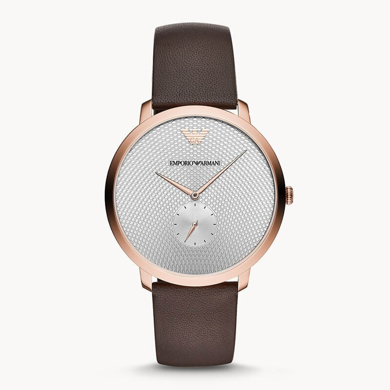 Emporio Armani Men's Quartz Leather Strap Silver Dial 42mm Watch AR11163 AR11163 - Image 1