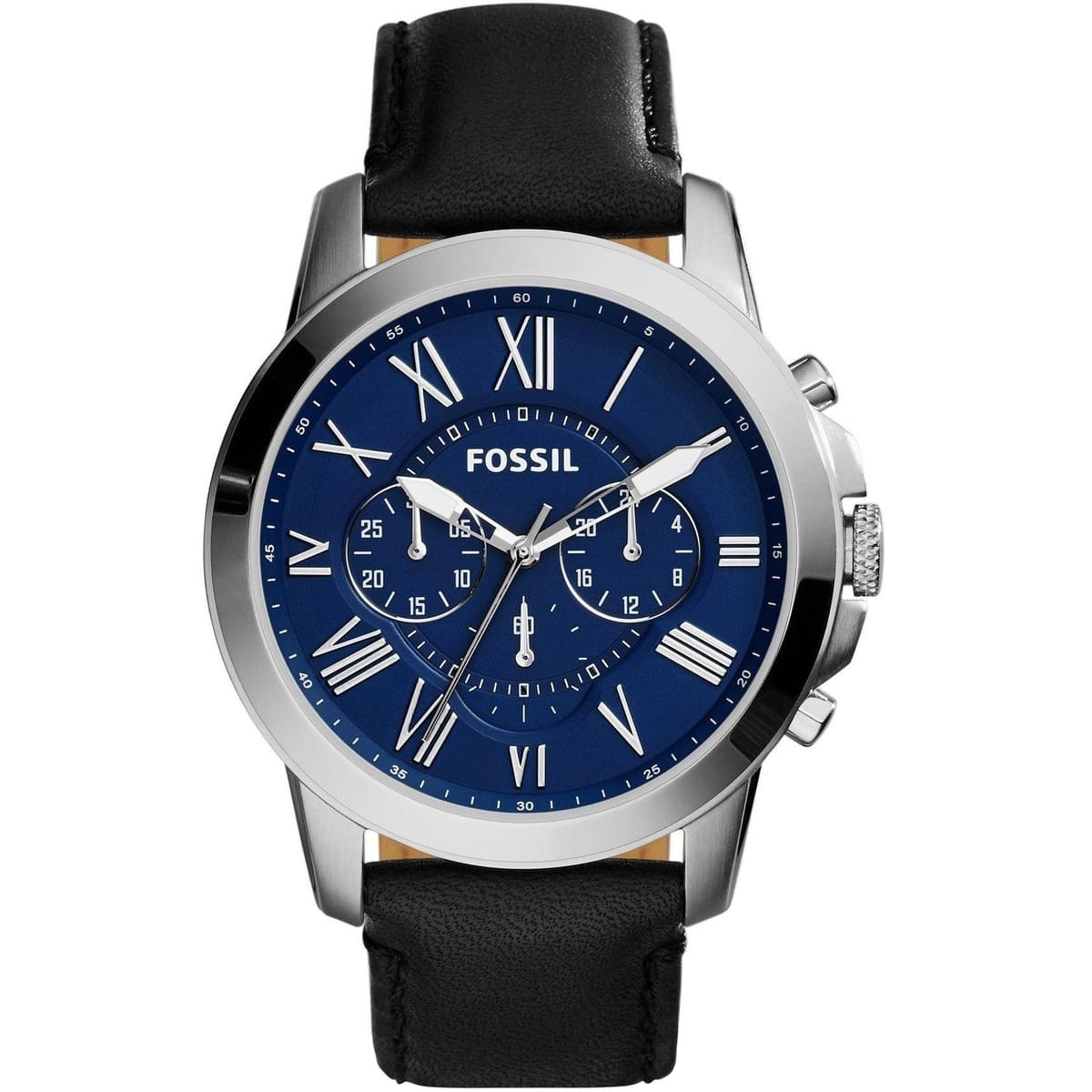 Fossil Grant Chronograph Blue Dial Black Dial Watch FS4990