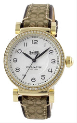 Coach Gold Madison Brown Monogram Leather Glitz Women's Watch 14503397