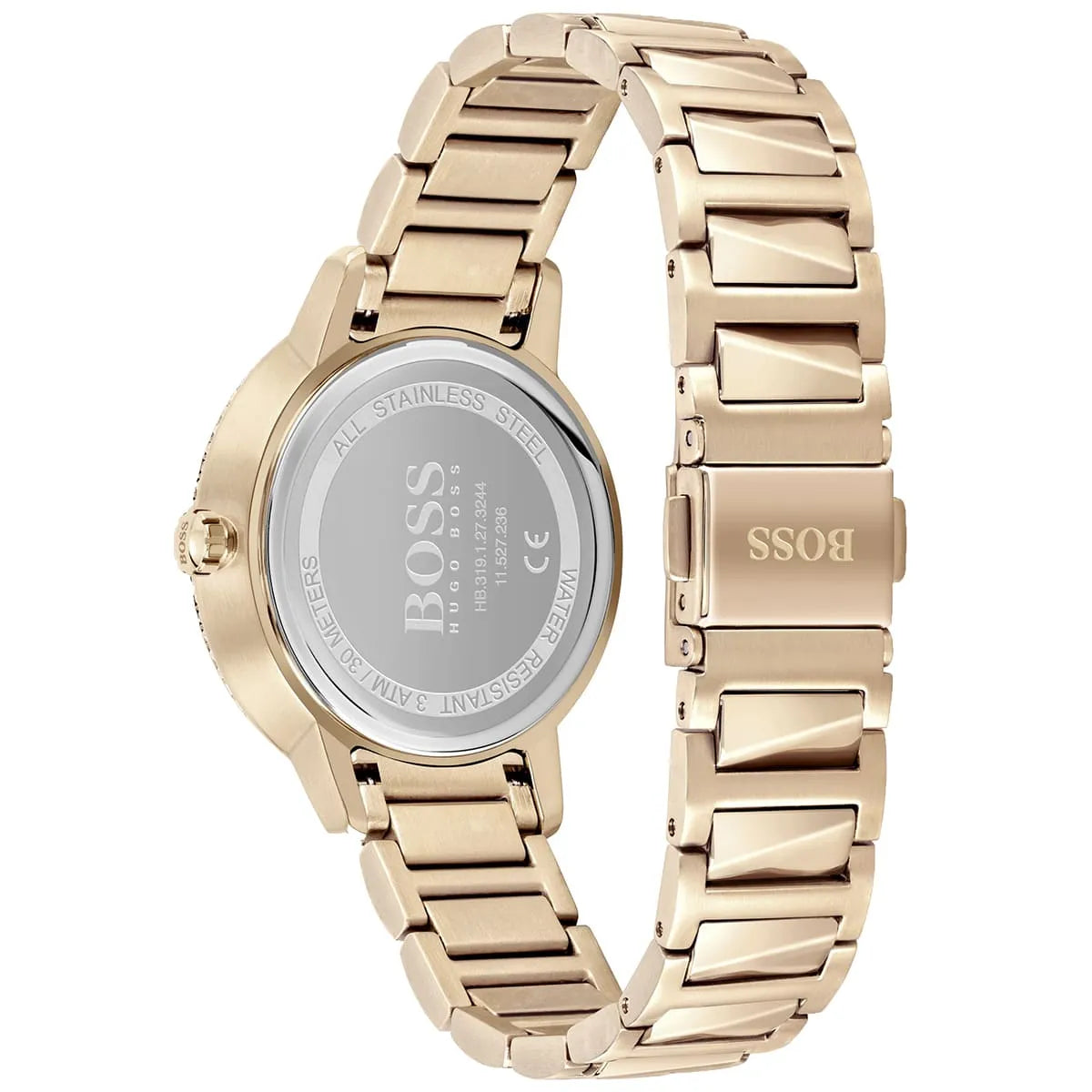 Hugo Boss Signature watch side profile showing case thickness and bracelet