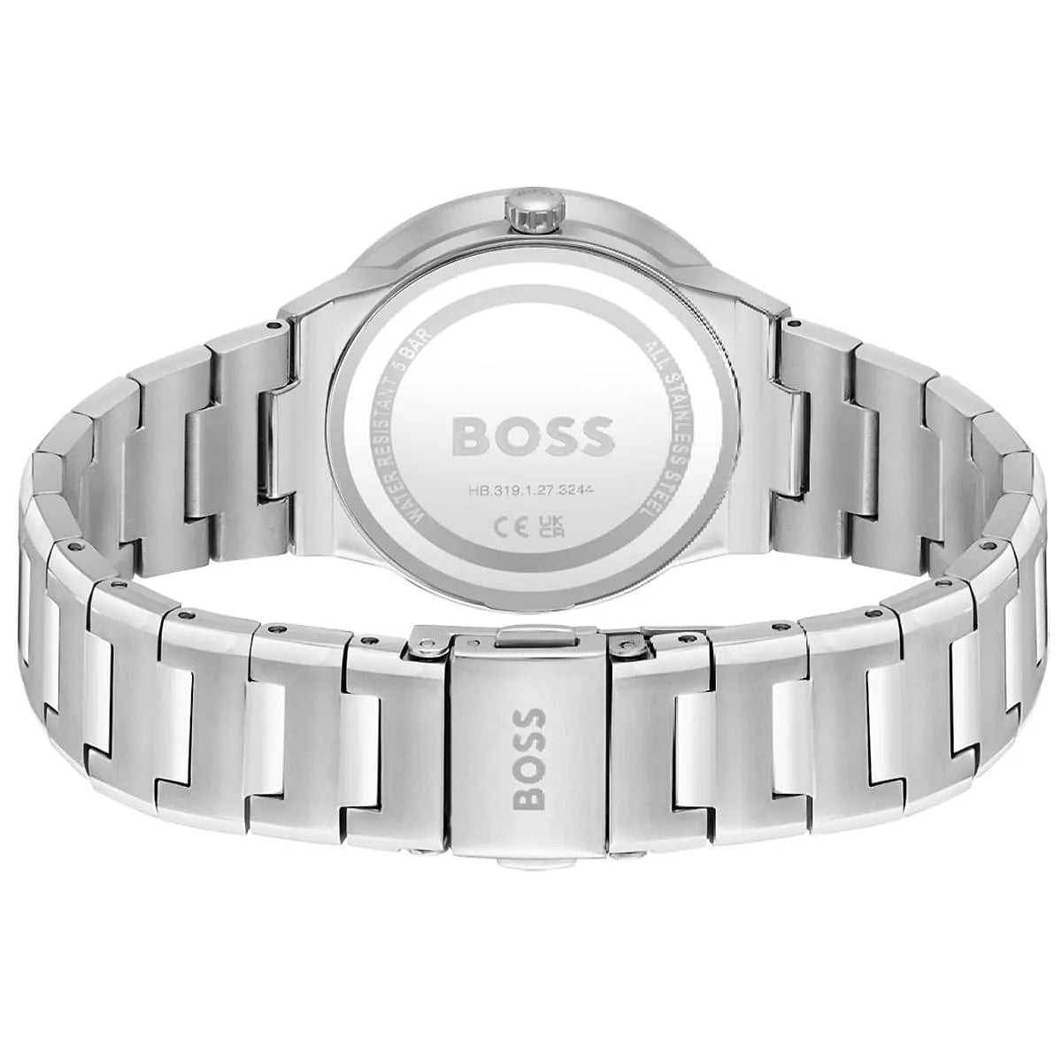 Hugo Boss Breath watch caseback showing stainless steel back with branding