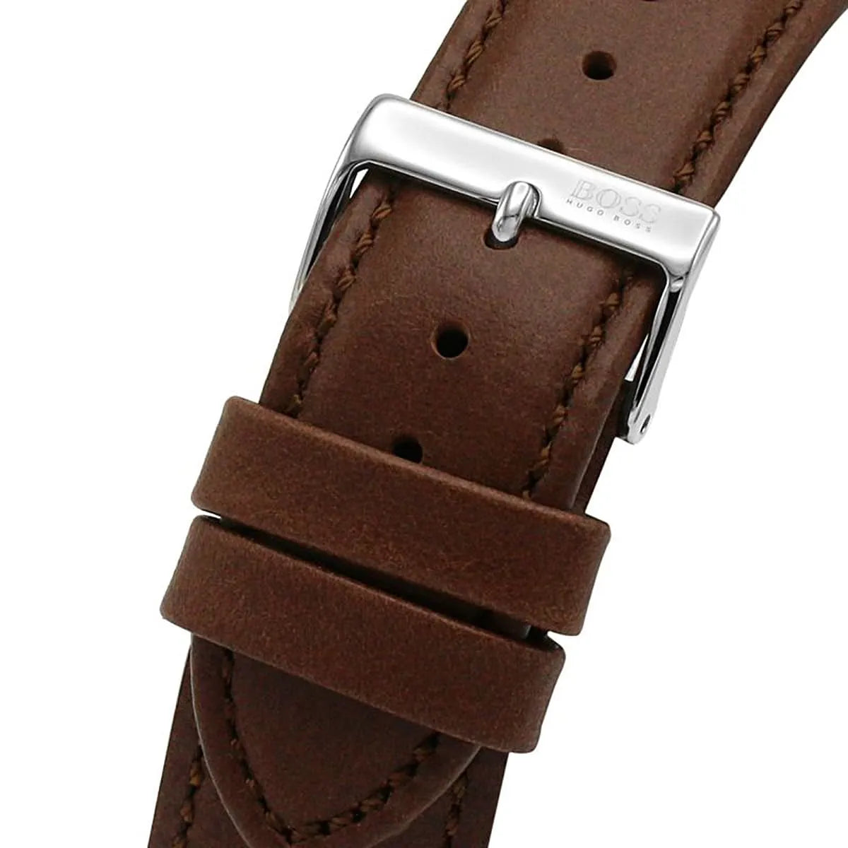 Hugo Boss Skymaster brown leather strap with steel buckle detail