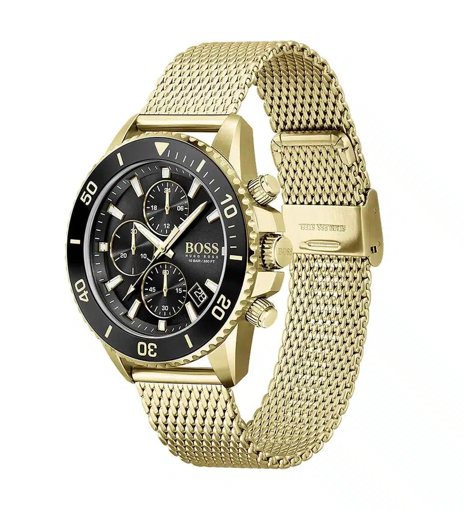 Hugo Boss Ocean Edition Chronograph Black Dial Gold Men's Watch 1513703