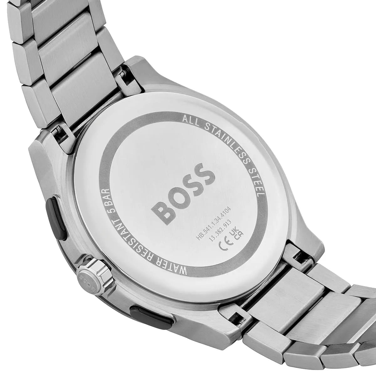 HUGO BOSS watch stainless steel metal bracelet with links and fold-over clasp