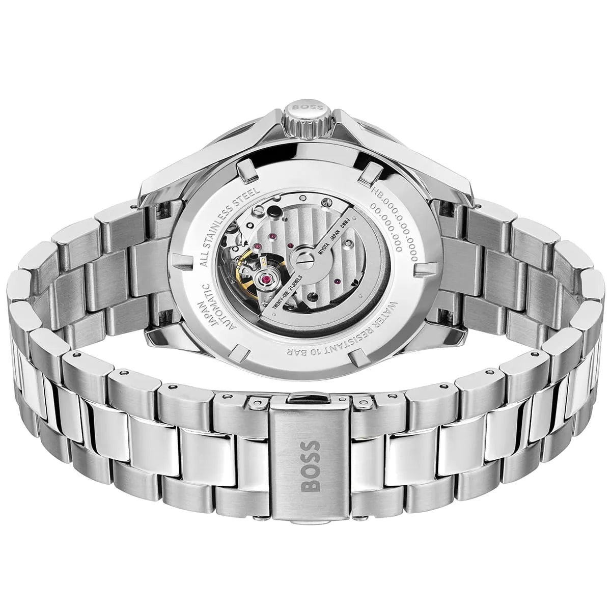 Hugo Boss Troper automatic movement visible through transparent caseback