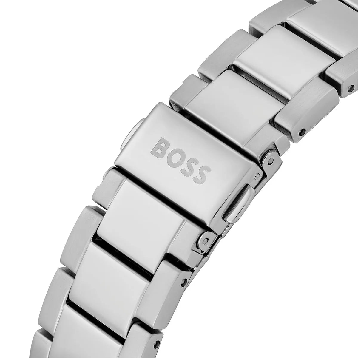 Hugo Boss stainless steel bracelet with BOSS logo-stamped center links