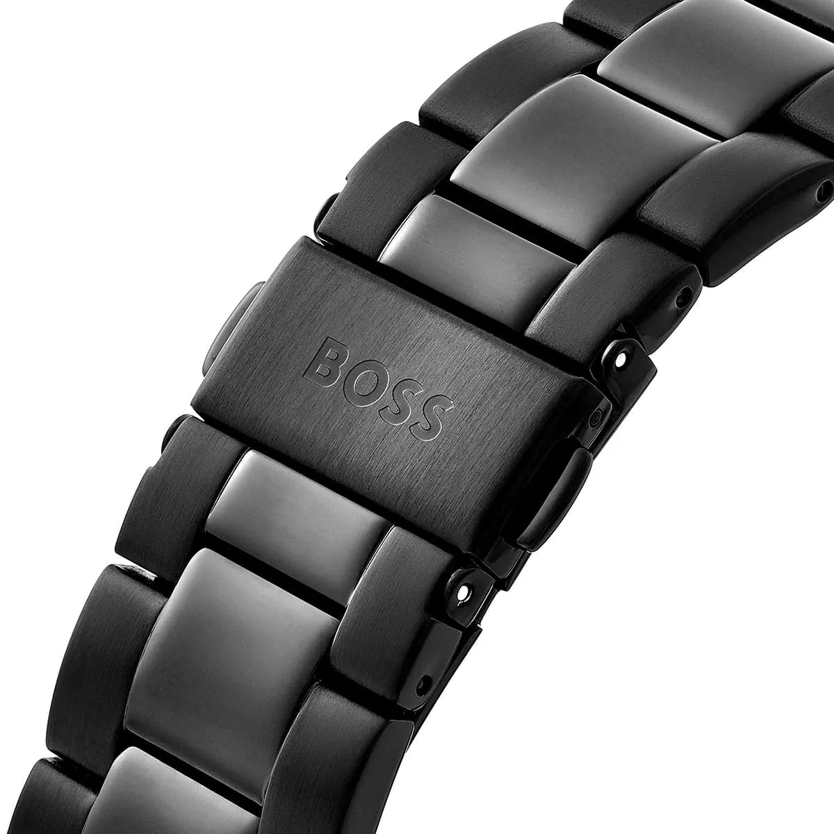 Hugo Boss black stainless steel bracelet with fold-over clasp detail