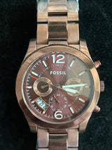 Fossil Perfect Boyfriend GMT Multi-Function Wine Dial Ladies Watch ES4110 (DEFECT)