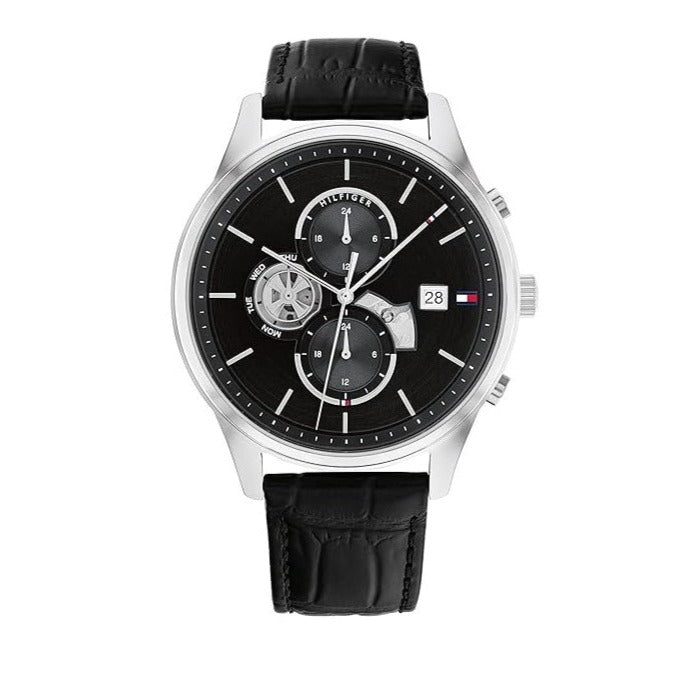 Tommy Hilfiger 1710502 men's chronograph watch with black leather strap