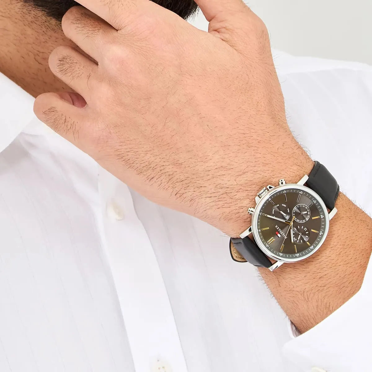 Tommy Hilfiger Black Leather Dark Grey Dial Multi-function Men's Watch - 1710586 1710586 - Image 8