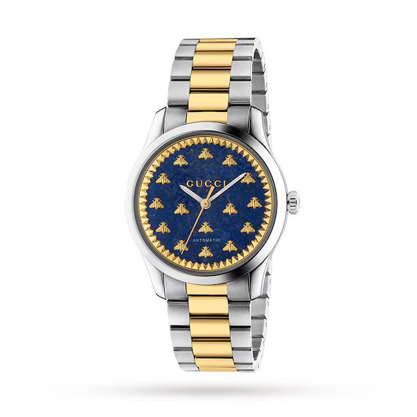 Gucci G-Timeless Blue Dial Yellow Gold and Stainless Steel Women's Watch YA1264129