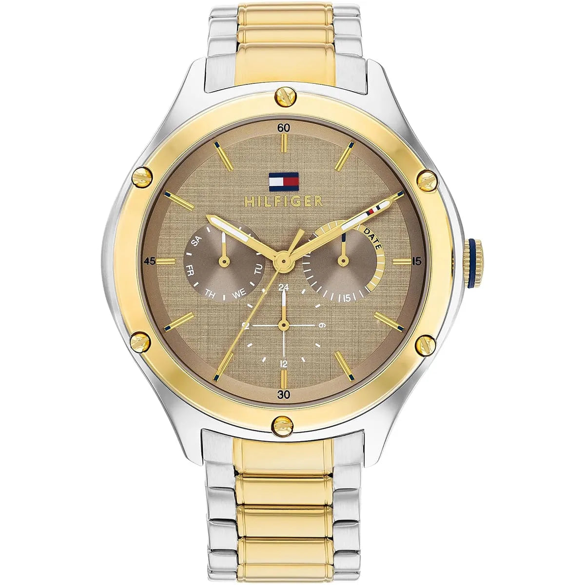 Tommy Hilfiger Lexi ladies watch with bronze dial, two-tone gold and silver stainless steel bracelet