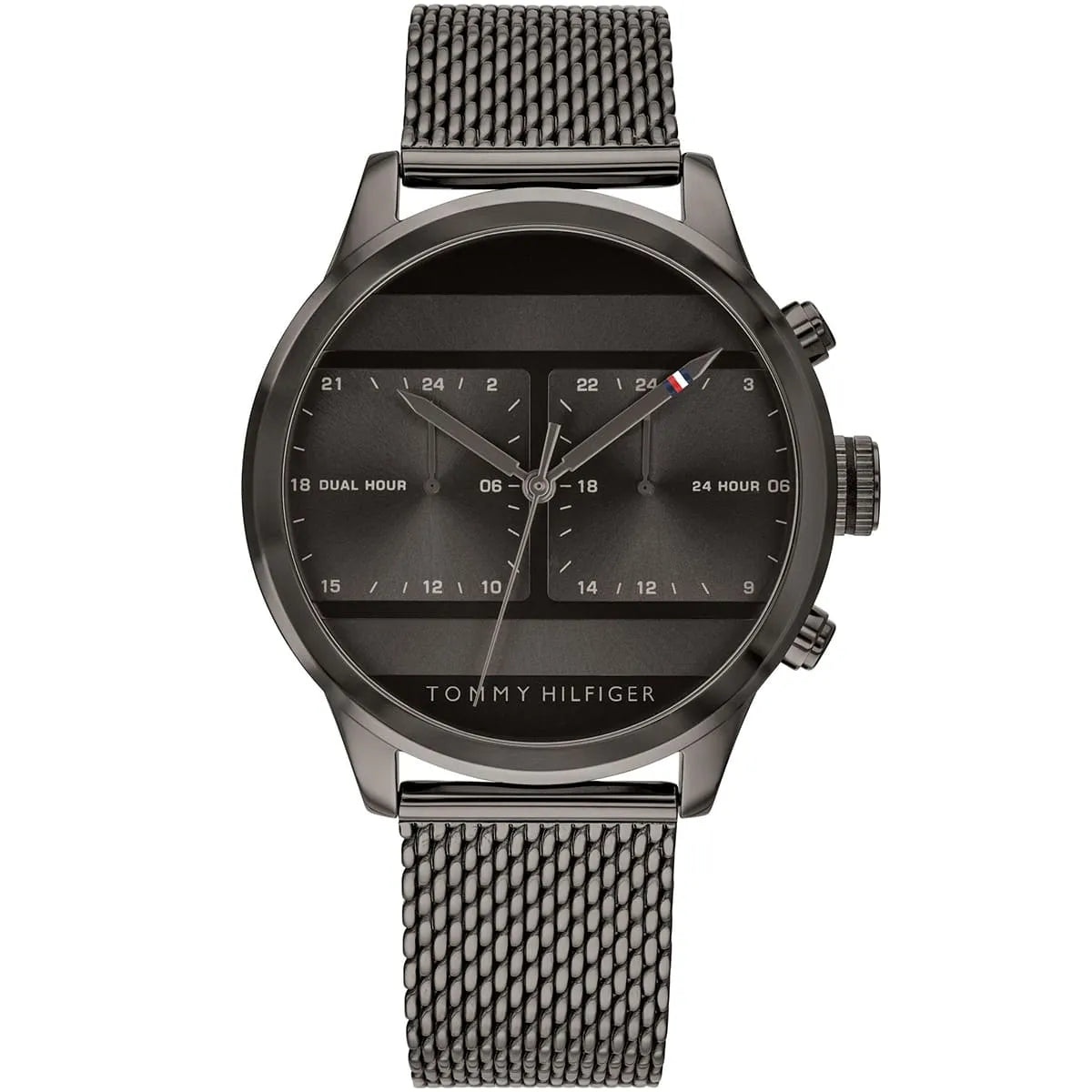 Tommy Hilfiger 1791597 grey dial gunmetal chronograph watch with mesh strap