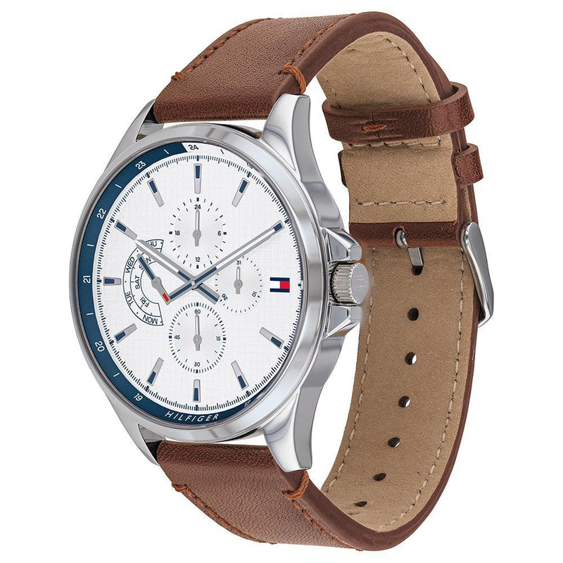 Tommy Hilfiger Multi-function Brown Leather Men's Watch 1791614 - The Watches Men & CO #3