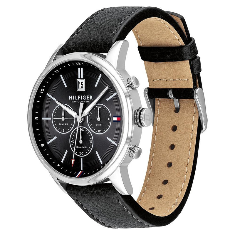 Tommy Hilfiger Multi-function Black Leather Men's Watch 1791630 - The Watches Men & CO #3