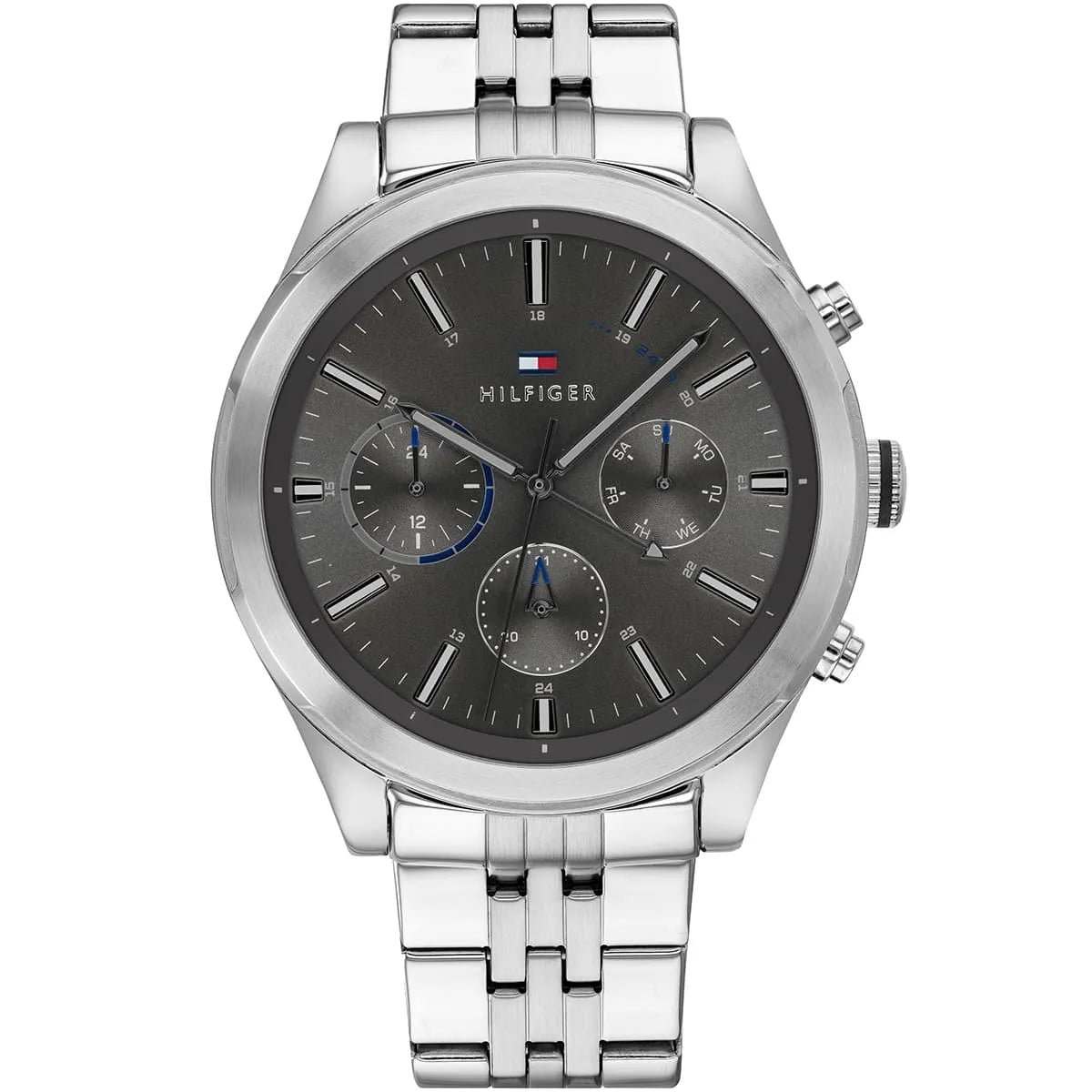 Tommy Hilfiger Ashton chronograph watch with grey dial, silver stainless steel case and bracelet