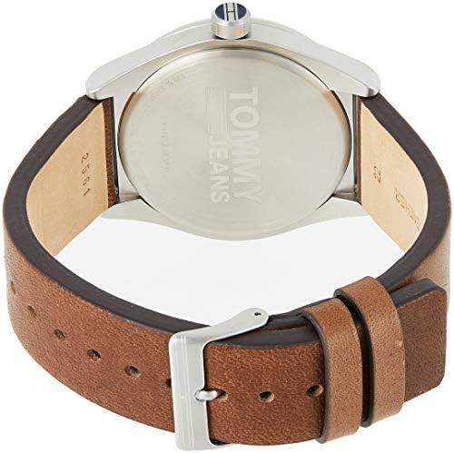 Tommy Hilfiger Monogram Pop watch caseback with brown leather strap detail
