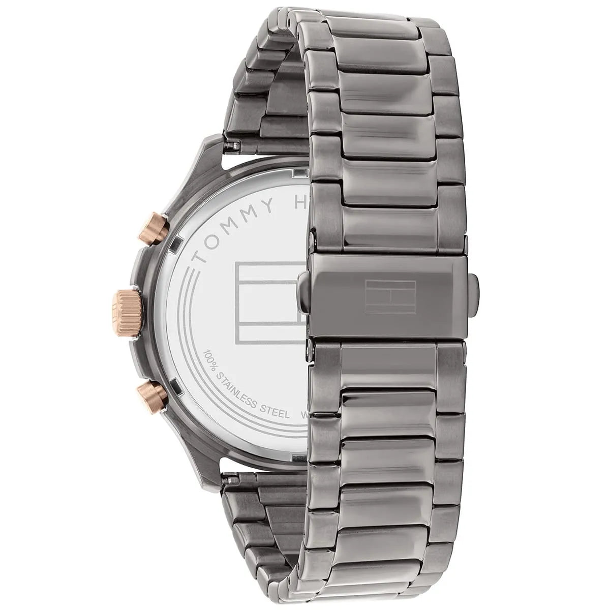 Tommy Hilfiger Asher gunmetal stainless steel bracelet with fold-over clasp