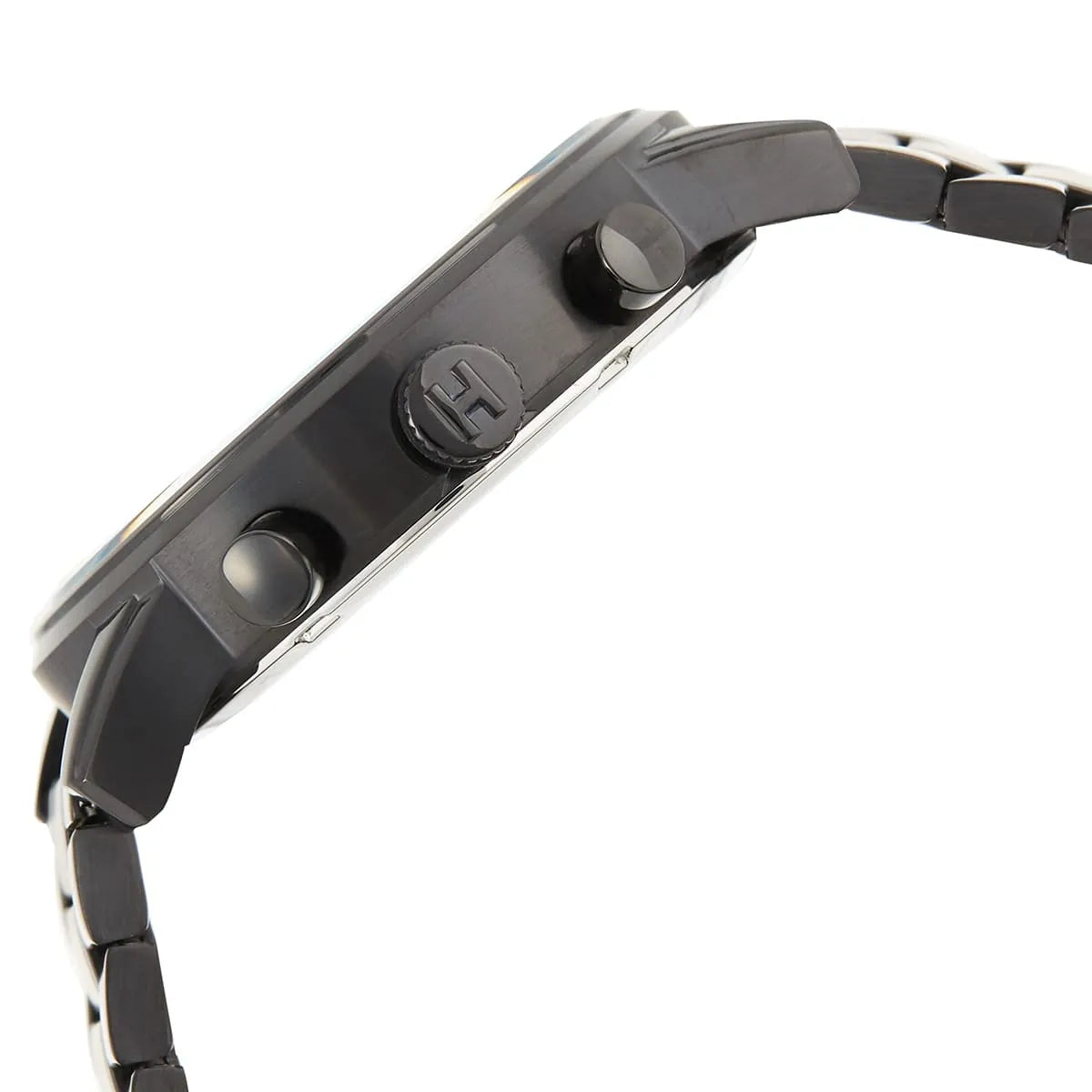 Tommy Hilfiger Sullivan watch side view showing case profile and chronograph pushers