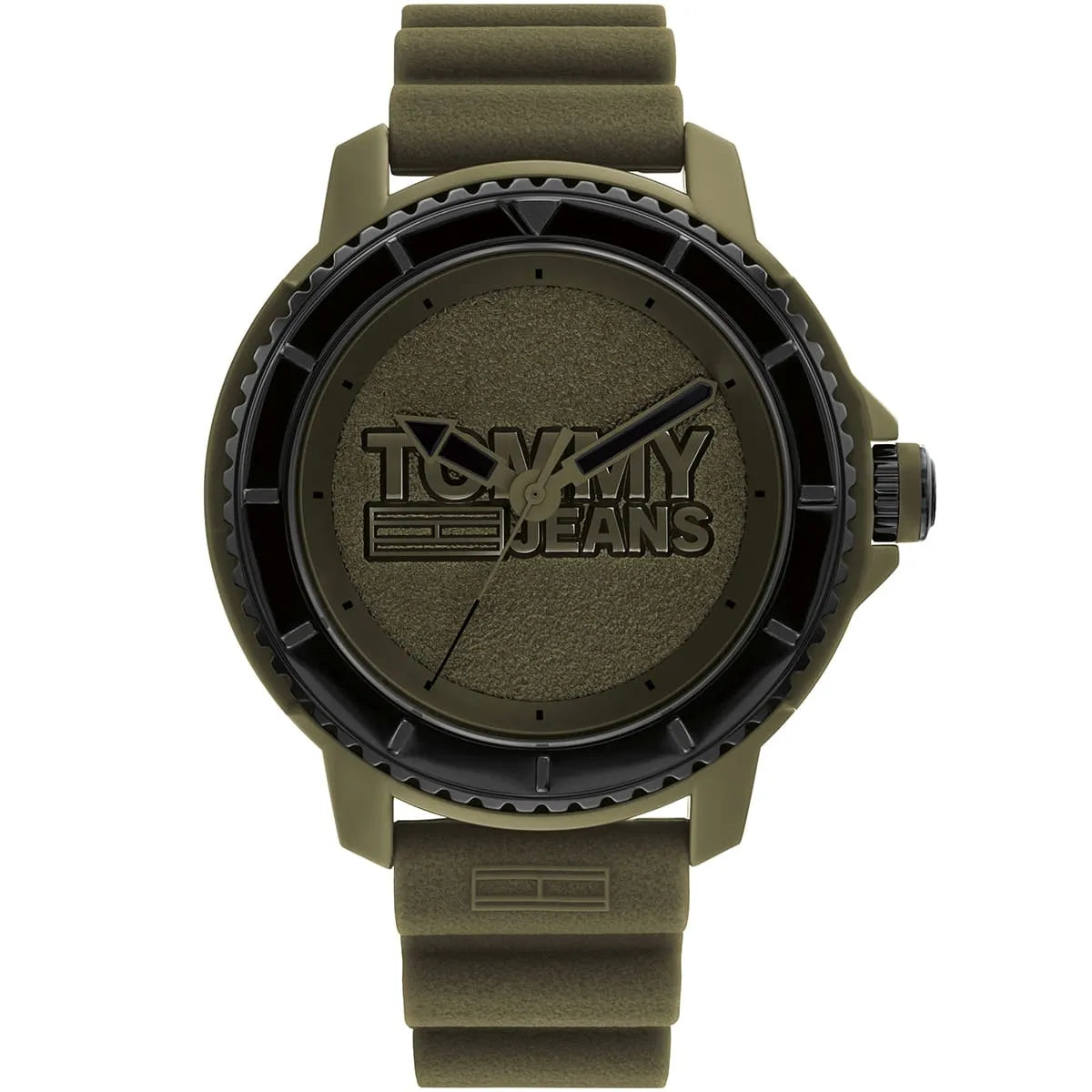Tommy Hilfiger Tokyo green dial watch with olive silicone strap and black bezel