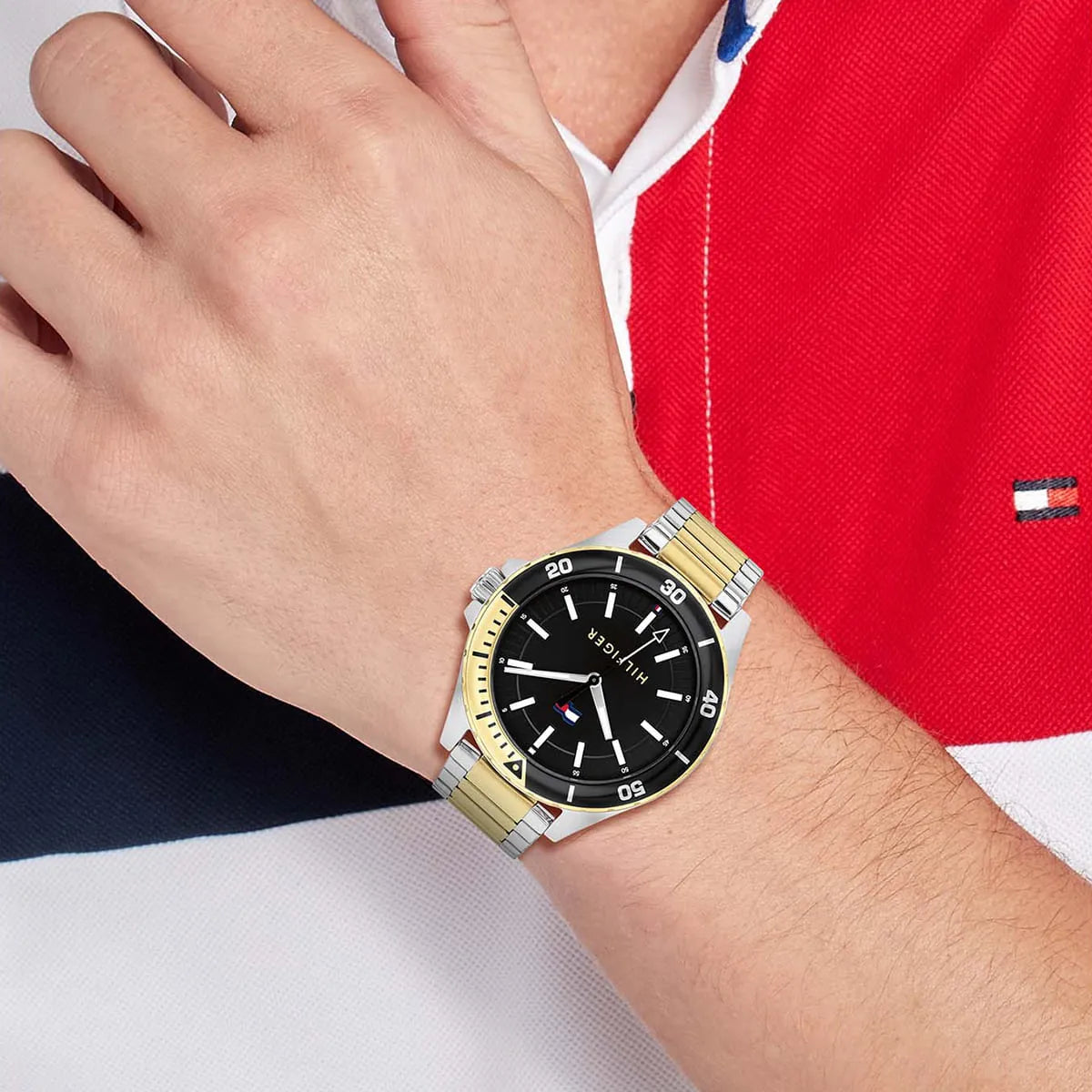 Tommy Hilfiger Baker Black Dial Two-tone Men's Watch - 1792013