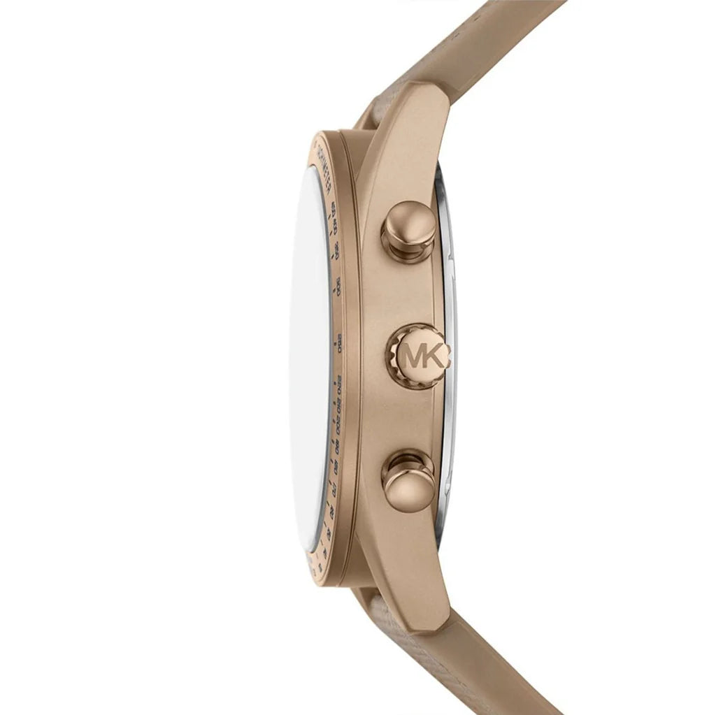 Oversized Accelerator Gold Tone Beige Rubber Strap Men's Watch MK9145