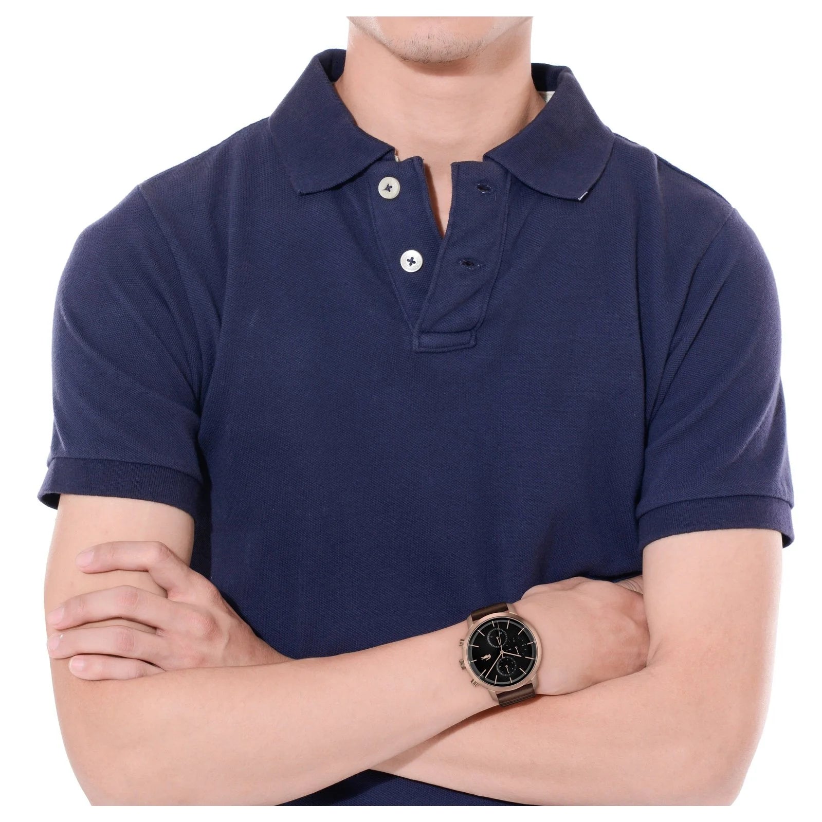 Lacoste Chronograph Analog Black Dial Brown Leather Strap Men  2011257
