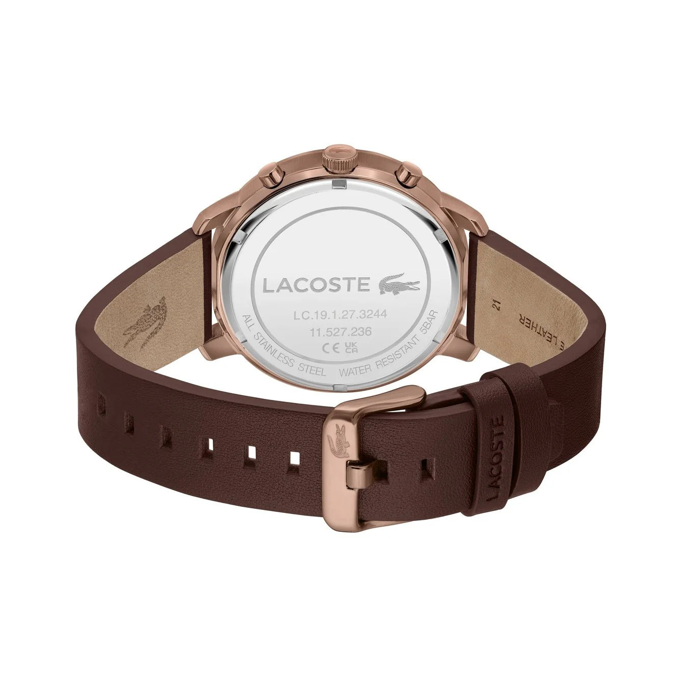 Lacoste Chronograph Analog Black Dial Brown Leather Strap Men  2011257