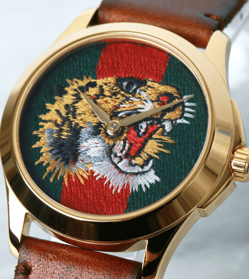 Gucci Le Marche Des Merveilles Red & Green Dial Brown Leather Strap Unisex Watch YA126497 - Image 7