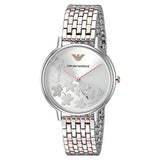 Emporio Armani Silver Sunray Dial Two-Tone Ladies Watch AR11113