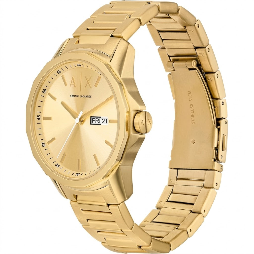 Armani Exchange Banks Day-Date Gold Men's Watch - AX1734