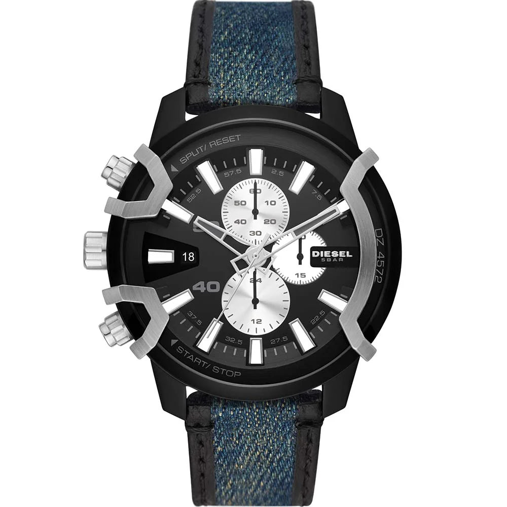 Diesel Griffed Chronograph Denim and Leather Men's Watch - DZ4572